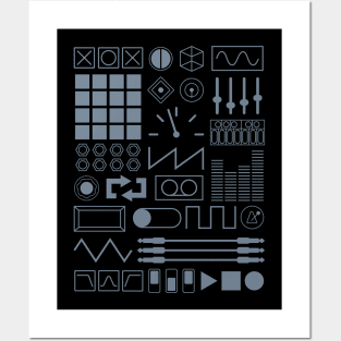 Electronic Musician Synth, Sampler and Drum Machine Controls T-Shirt - Grey Posters and Art